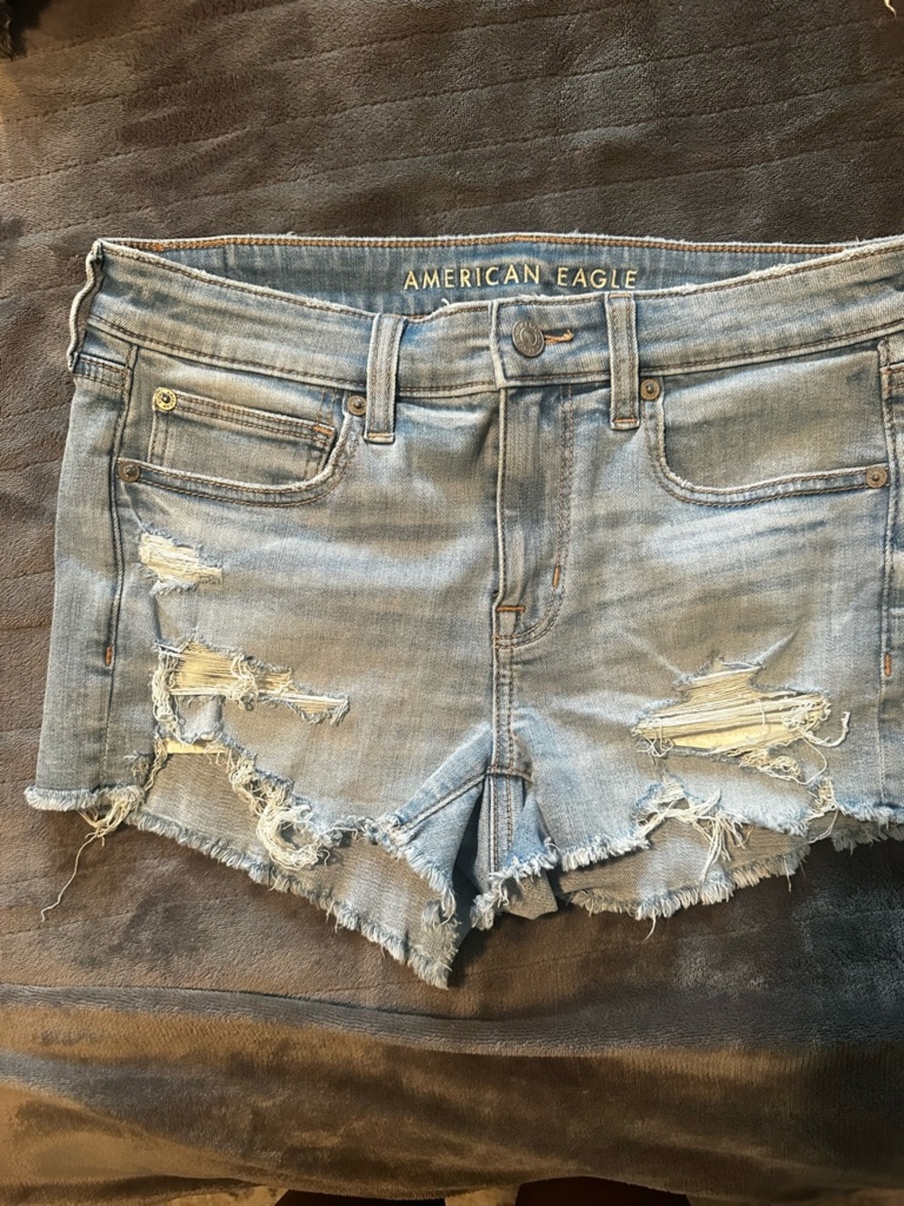 American Eagle Outfitters Light Wash Distressed Jean Shorts